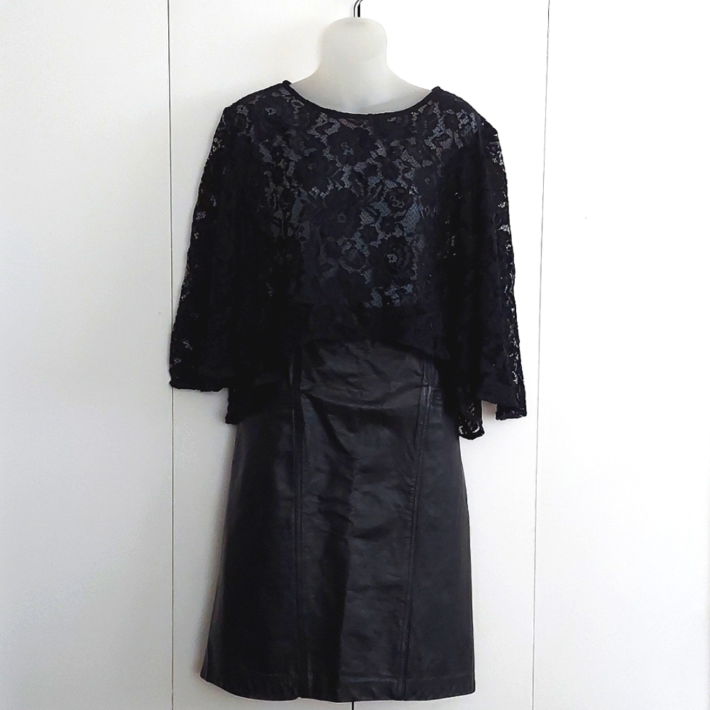 Roaman's Black Floral Lace Sheer High Low Hem Cropped Top Size 22W